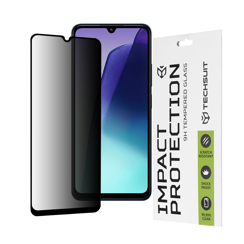 Privacy Techsuit Displayschutzfolie für Xiaomi Redmi A5 4G (Regional) / 14C / Poco C75, gehärtetes Glas, Full Glue, 111D