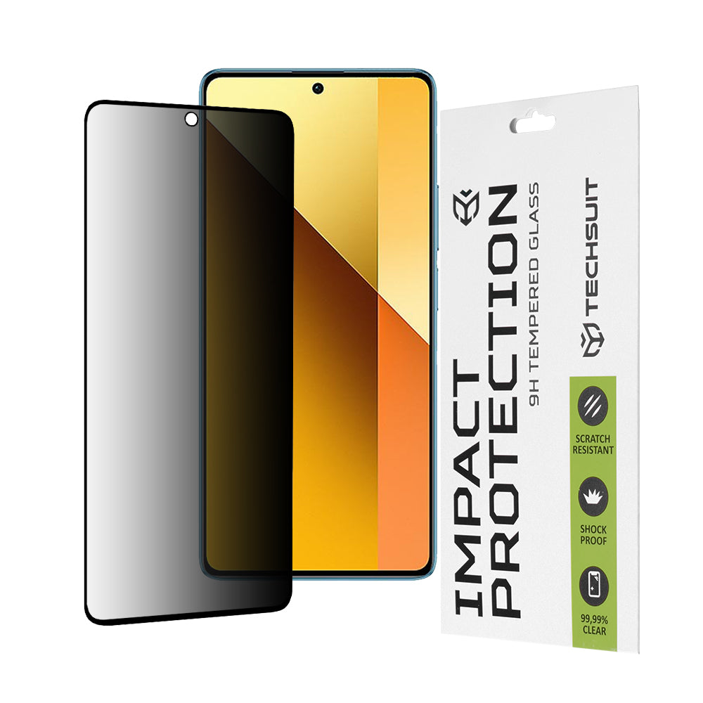 Privacy Techsuit schermbeschermfolie voor Xiaomi Redmi Note 13 5G, gehard glas, volledige lijm, 111D