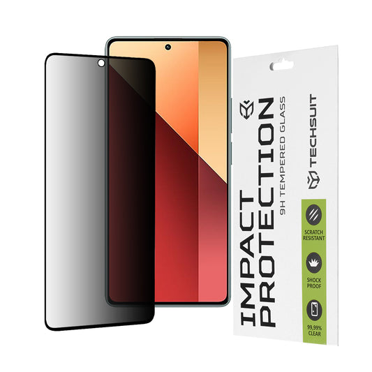 Privacy Techsuit schermbeschermfolie voor Xiaomi Redmi Note 13 Pro 4G / Poco M6 Pro 4G, gehard glas, volledige lijm, 111D