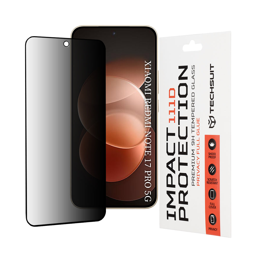 Privacy-Schutzfolie Techsuit für Xiaomi Redmi Note 17 Pro / Note 17 Pro Max, gehärtetes Glas, Full Glue, 111D