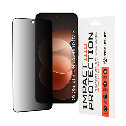 Privacy-Schutzfolie Techsuit für Xiaomi Redmi Note 17 Pro / Note 17 Pro Max, gehärtetes Glas, Full Glue, 111D