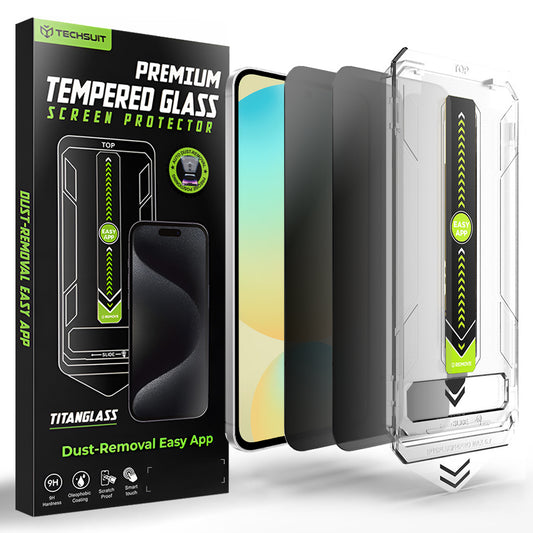Privacy Screen Protector Techsuit TitanGlass CrystalHD voor Samsung Galaxy S24 FE S721, Gehard Glas, Volledige Lijm, Set van 2 stuks