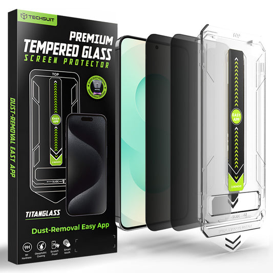 Beschermfolie Privacy Techsuit TitanGlass CrystalHD voor Samsung Galaxy S26 Plus, Gehard Glas, Volledige Lijm, Set van 2 Stuks