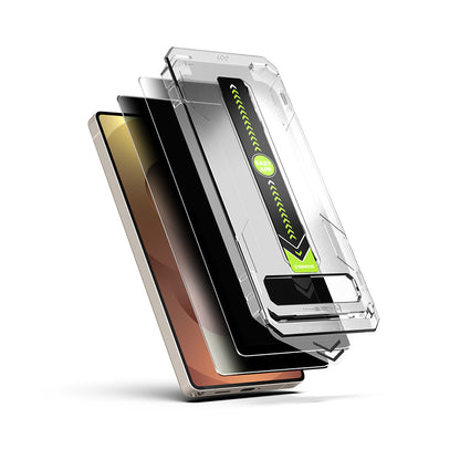 Schutzfolie Privacy Techsuit TitanGlass CrystalHD für Samsung Galaxy S26 S942, gehärtetes Glas, Full Glue, Set mit 2 Stück.