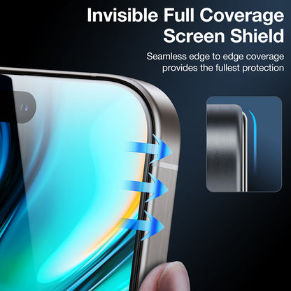 Film de protection d'écran Privacy Torras GlassGo Install Master pour Apple iPhone 16 Pro Max, Verre Sécurisé, Collage Complet