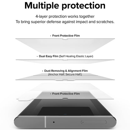 Ringke Dual Easy schermbeschermfolie voor Samsung Galaxy S22 Ultra 5G S908, Plastic, Set van 2 stuks