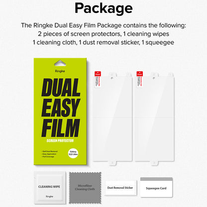 Ringke Dual Easy schermbeschermfolie voor Samsung Galaxy S22 Ultra 5G S908, Plastic, Set van 2 stuks