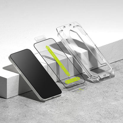 Ringke Easy Slide Screen Protector for Apple iPhone 17e / 16e / 14 / 13 Pro, Tempered Glass, Full Glue, Set of 2 pieces, Black
