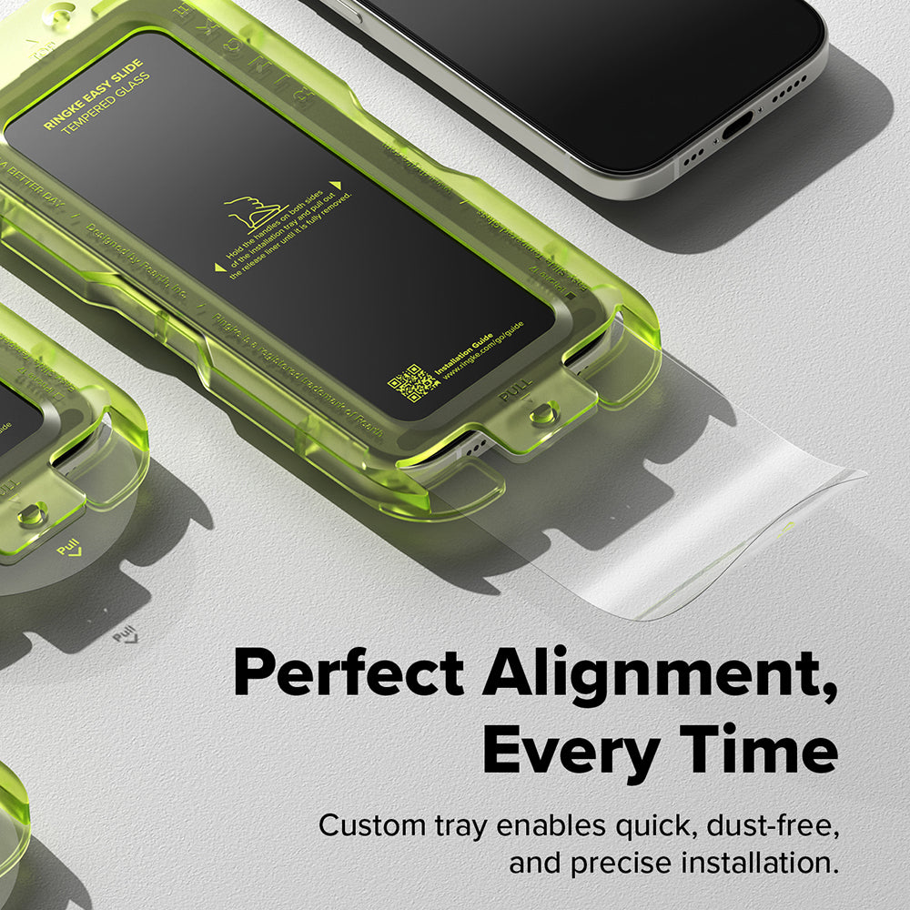 Film de protection d'écran Ringke Easy Slide pour Apple iPhone 17 Pro, Verre trempé, Collage complet, Lot de 2 pièces