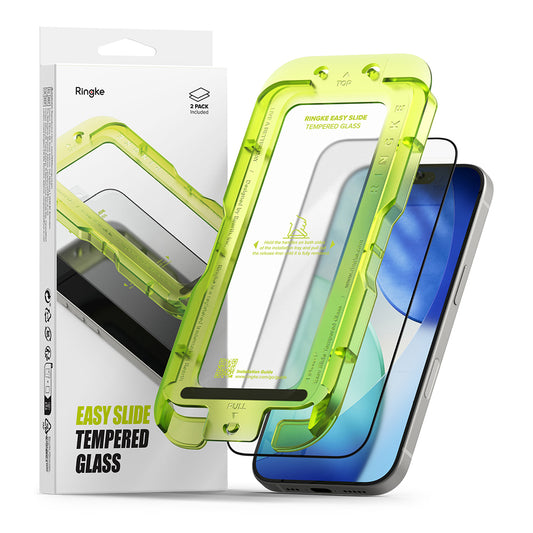 Ringke Easy Slide schermbeschermfolie voor Apple iPhone 17, gehard glas, volledige lijm, set van 2 stuks