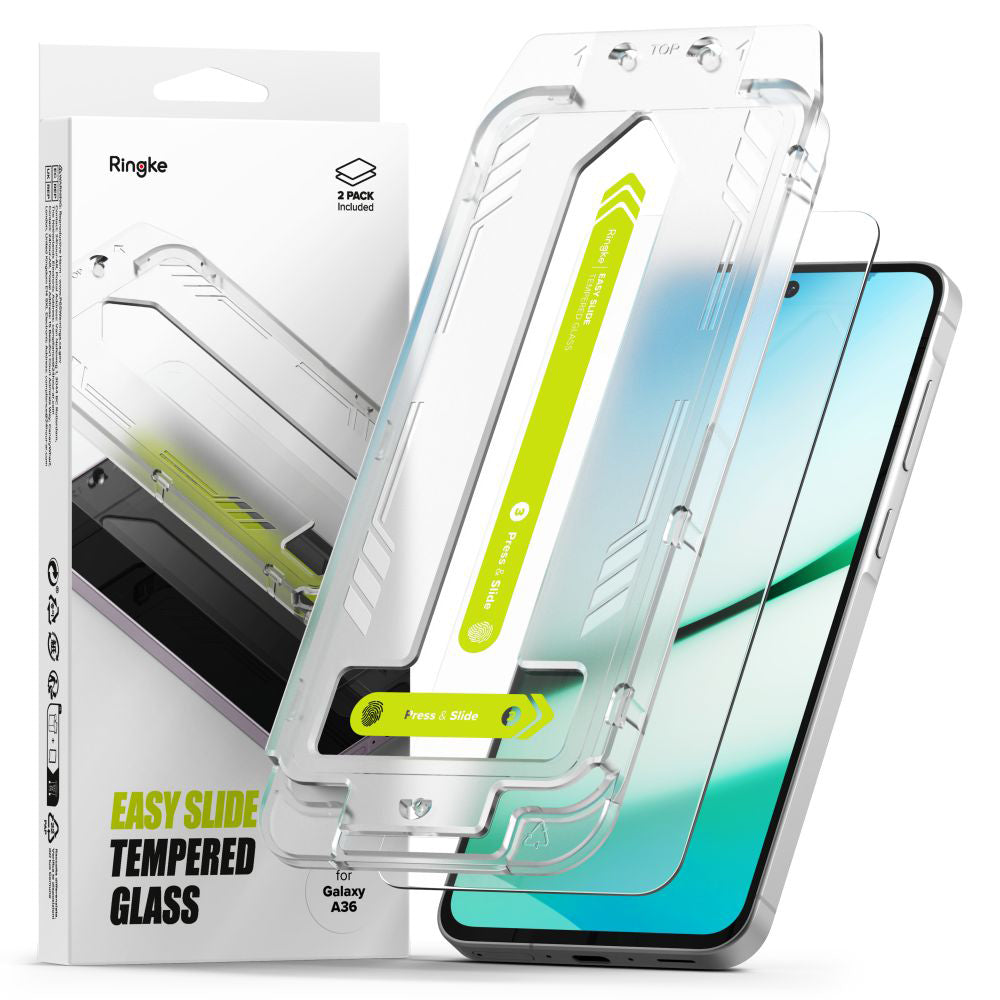 Ringke Easy Slide Displayschutzfolie für Samsung Galaxy A36 A366, gehärtetes Glas, Full Glue, 2er Set