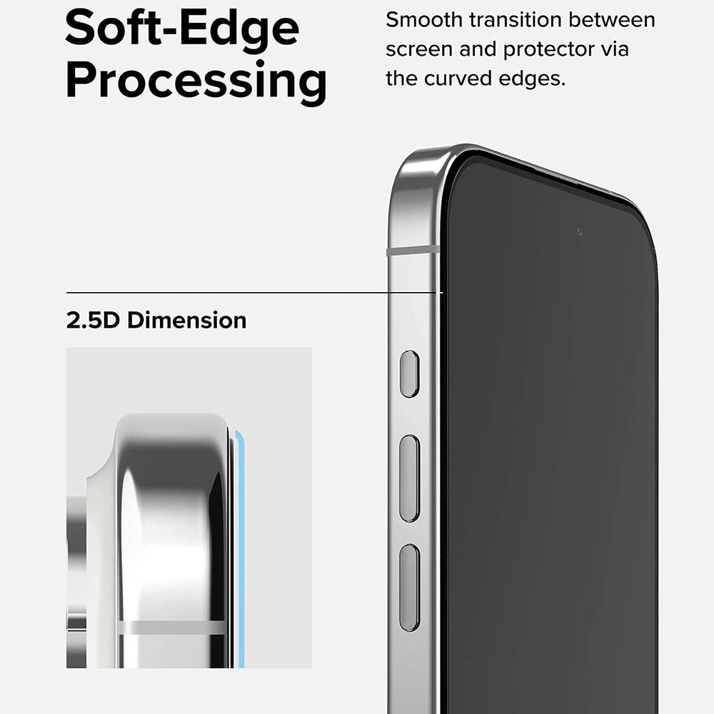 Ringke Displayschutzfolie für Apple iPhone 15 Pro, gehärtetes Glas, Full Glue, Schwarz