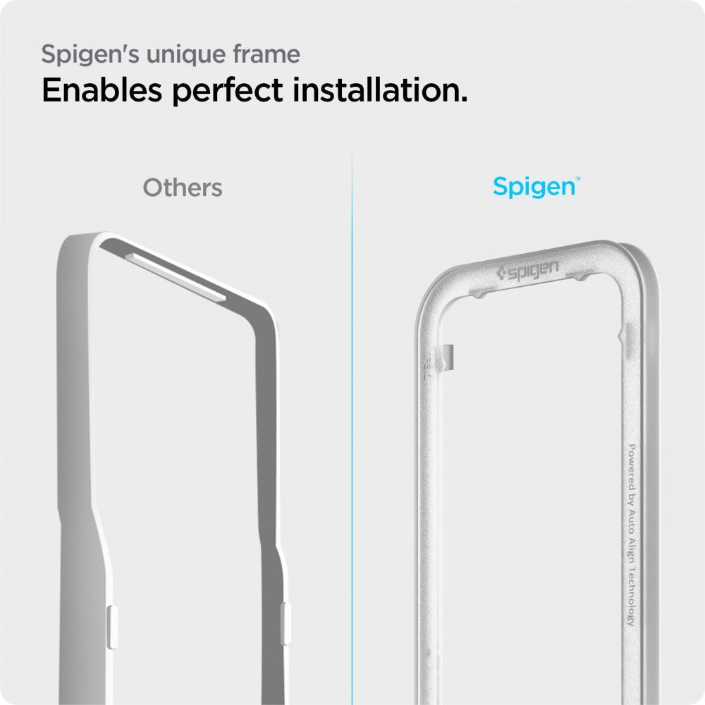 Spigen GlastR Align Master schermbeschermfolie voor Apple iPhone 17e / 16e / 14 / 13 Pro, Gehard Glas, Volledige Lijm, Zwart AGL03725
