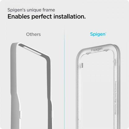Spigen GlastR Align Master schermbeschermfolie voor Apple iPhone 17e / 16e / 14 / 13 Pro, Gehard Glas, Volledige Lijm, Zwart AGL03725
