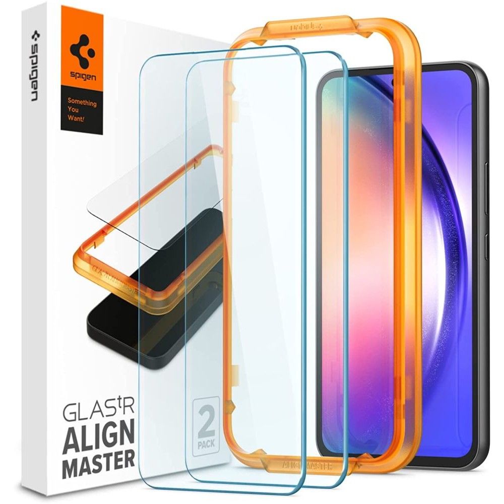 Spigen GlastR Align Master Displayschutzfolie für Samsung Galaxy A54 A546, gehärtetes Glas, Full Glue, 2er Set AGL05966