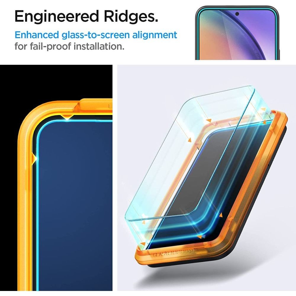 Spigen GlastR Align Master Displayschutzfolie für Samsung Galaxy A54 A546, gehärtetes Glas, Full Glue, 2er Set AGL05966