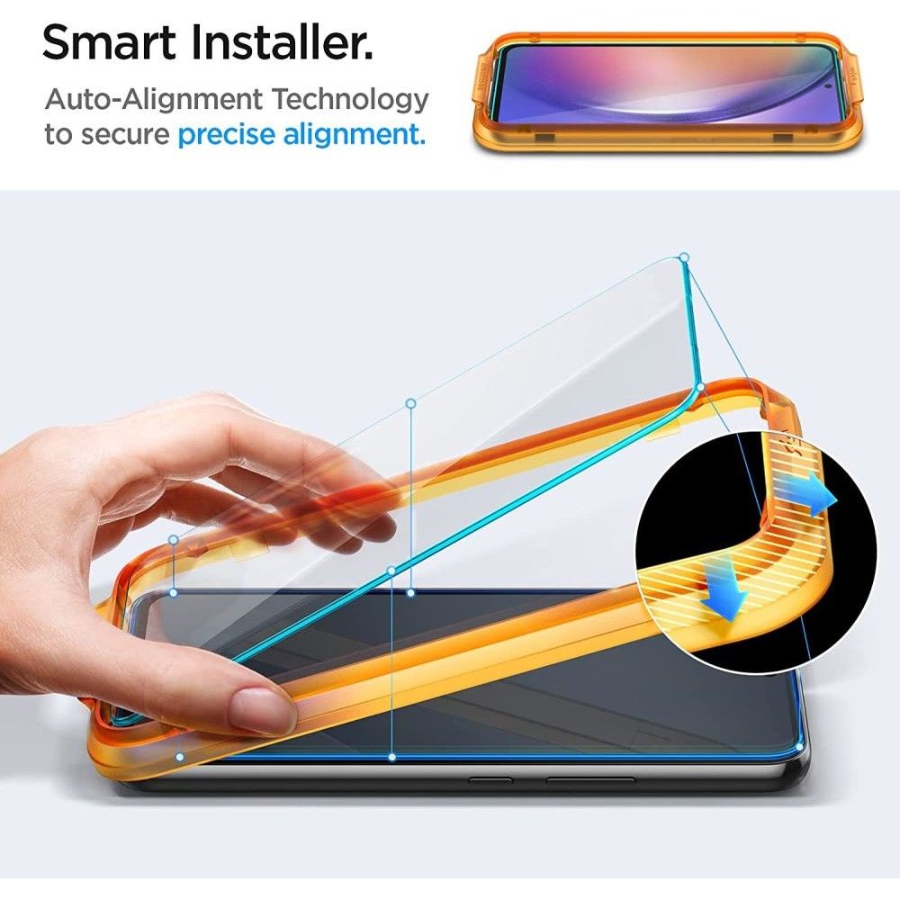 Spigen GlastR Align Master Displayschutzfolie für Samsung Galaxy A54 A546, gehärtetes Glas, Full Glue, 2er Set AGL05966
