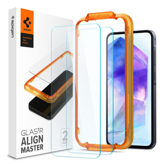 Spigen GlastR Align Master schermbeschermfolie voor Samsung Galaxy A55 5G A556, gehard glas, full glue, set van 2 stuks AGL07775