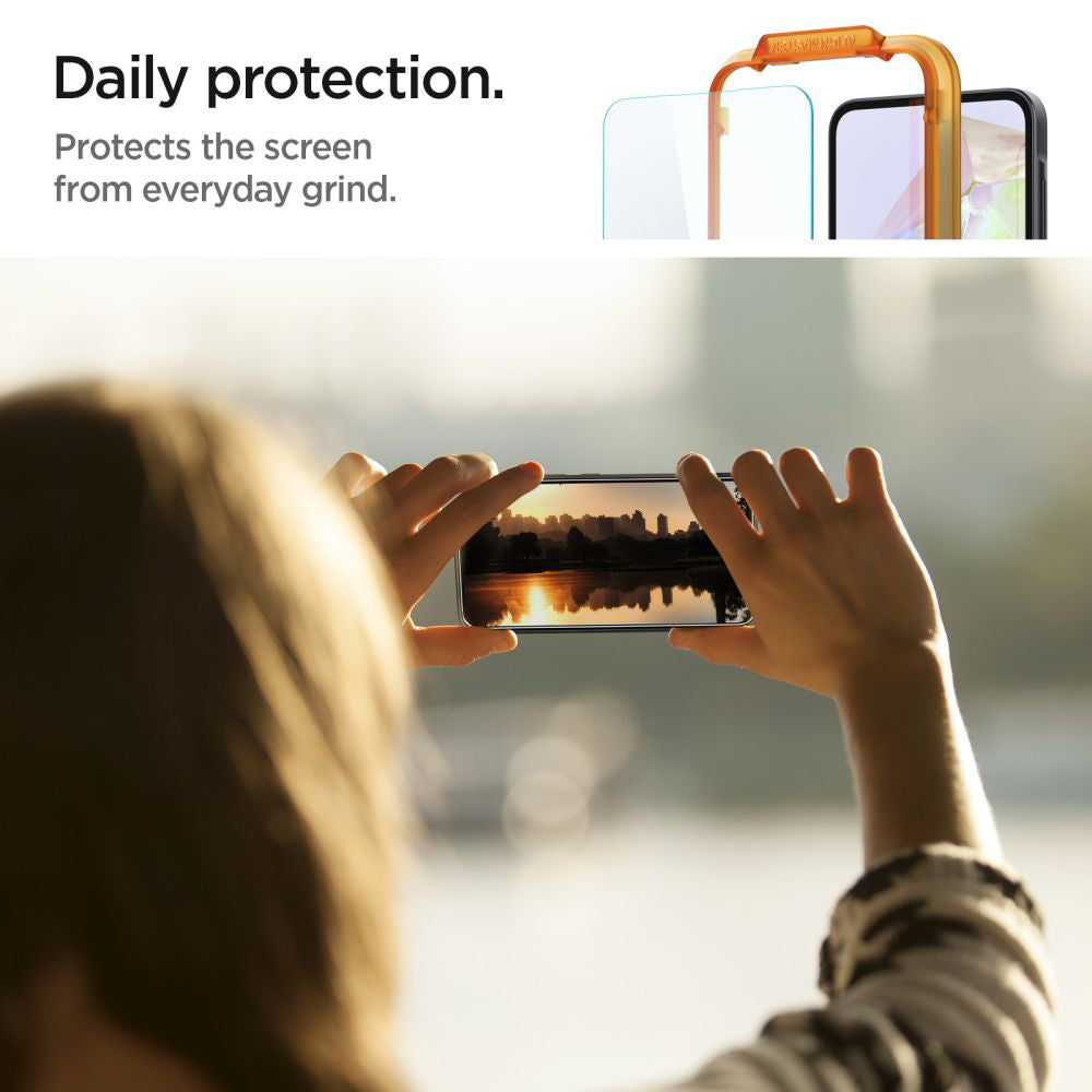 Film de protection écran Spigen GlastR Align Master pour Samsung Galaxy M35 / A35 5G A356, Verre Trempé, Full Glue, Set 2 pièces AGL07772