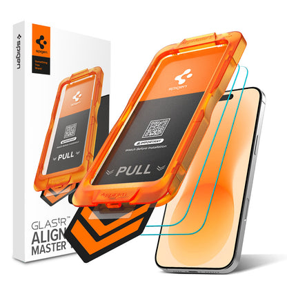 Spigen GlastR AlignMaster S Displayschutzfolie für Apple iPhone 18 Pro / 17 Pro, gehärtetes Glas, Full Glue, 2 Stück Set AGL10105