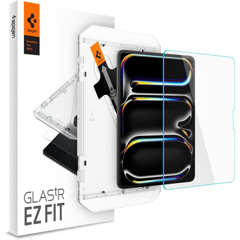 Schutzfolie Spigen GlastR EZ FIT für Apple iPad Pro 13 (2024), gehärtetes Glas, Full Glue AGL07793