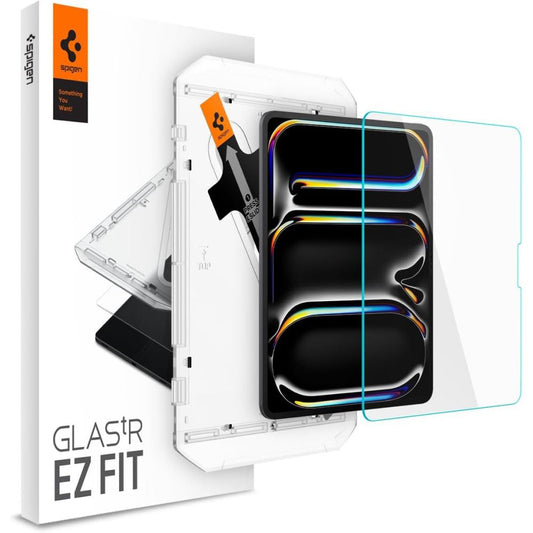 Beschermfolie Scherm Spigen GlastR EZ FIT voor Apple iPad Pro 13 (2024), Gehard Glas, Volledige Lijm AGL07793