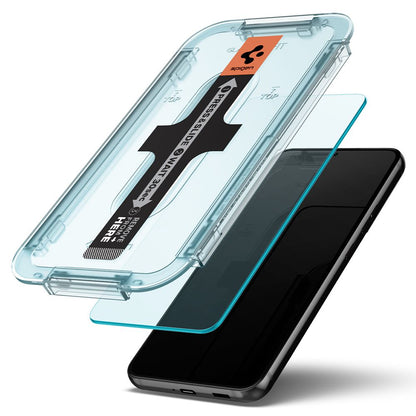 Spigen GlastR EZ FIT Displayschutzfolie für Samsung Galaxy S22 5G S901, gehärtetes Glas, Full Glue, 2 Stück Set AGL04151