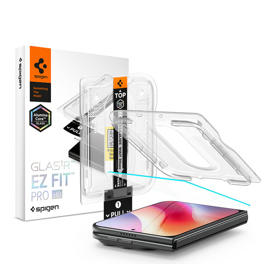Spigen GlastR EZ FIT Pro HD Außenschutzfolie für Apple iPhone Duo, gehärtetes Glas, Full Glue AGL12014