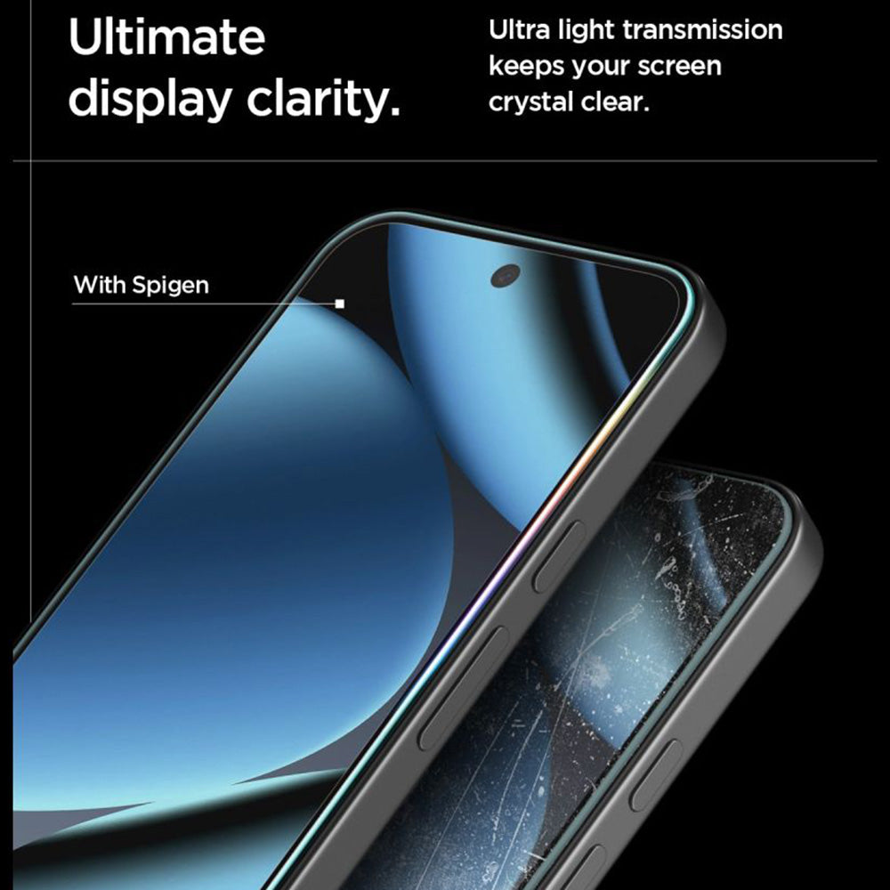 Film de protection d'écran Spigen GlastR EZ FIT Pro HD pour Google Pixel 10a, Verre Trempé, Full Glue, Set de 2 pièces AGL11364