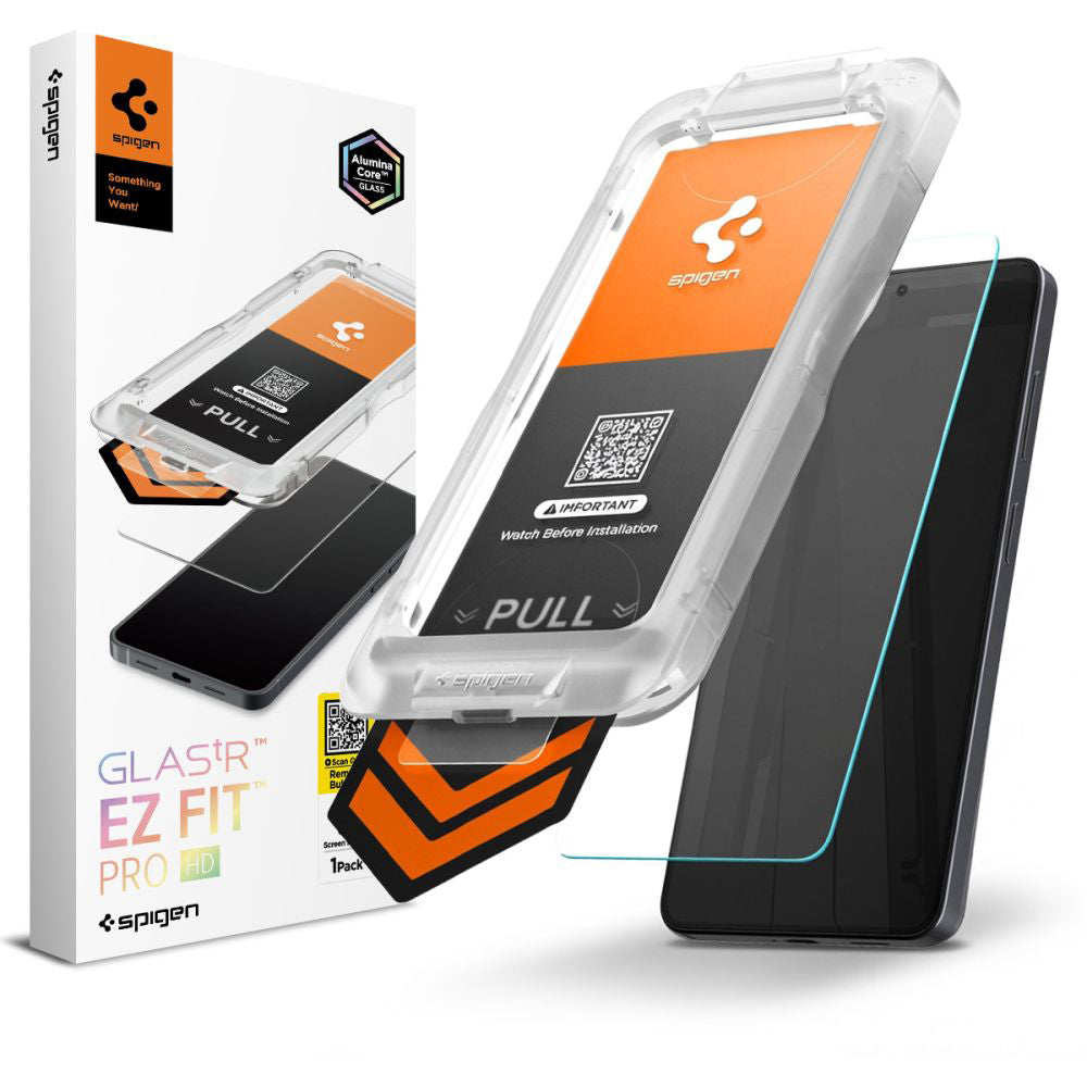 Schutzfolie Spigen GlastR EZ FIT Pro HD für Samsung Galaxy S26 S942, gehärtetes Glas, Full Glue AGL11097