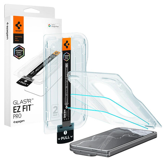Außenschutzfolie Spigen GlastR EZ FIT Pro für Google Pixel 11 Pro Fold, gehärtetes Glas, Vollkleber, 2er-Set AGL11490
