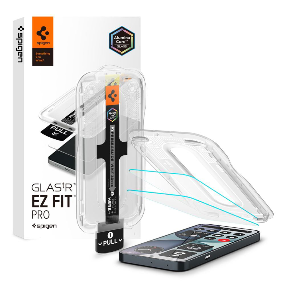 Film de protection d'écran Spigen GlastR EZ FIT Pro pour Nothing Phone (4a), Verre trempé, Collage complet, Set de 2 pièces AGL11682