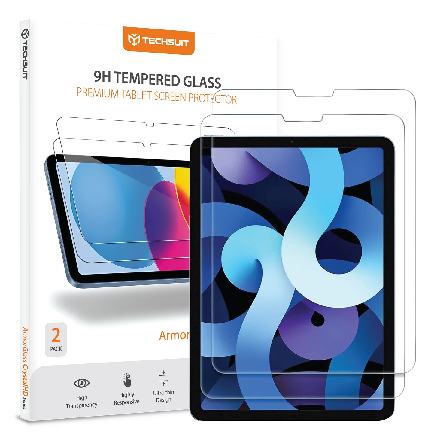 Beschermfolie Techsuit ArmorGlass CrystalHD voor Apple iPad Air 11 (2024) / Air (2022), Gehard Glas, Volledige Lijm, Set van 2 Stuks