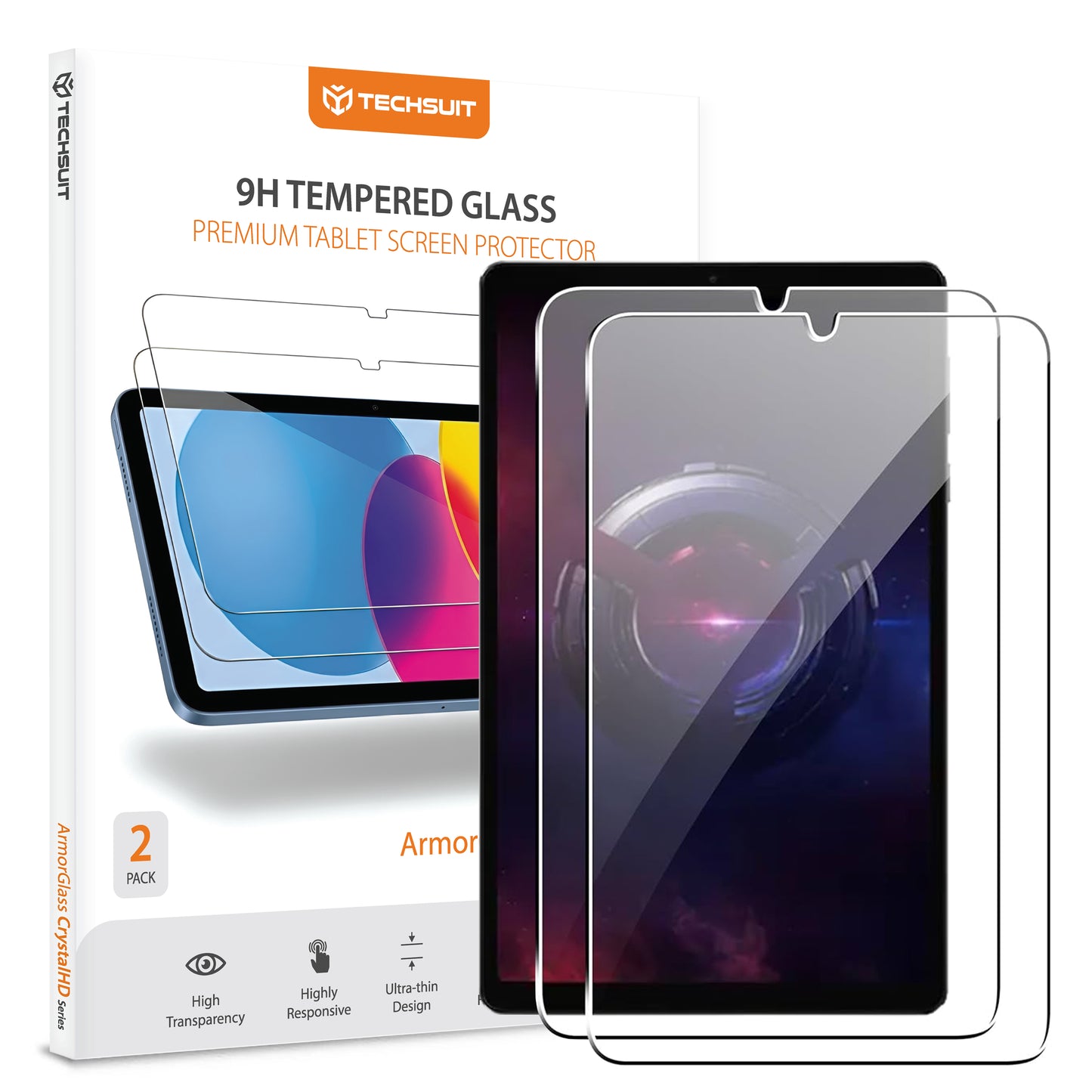 Beschermfolie Techsuit ArmorGlass CrystalHD voor Lenovo Legion Y700 (2025), Gehard Glas, Volledige Lijm, Set van 2 Stuks