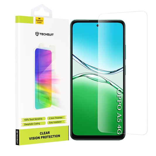 Techsuit Clear Vision schermbeschermfolie voor Oppo A5 4G, gehard glas, volledige lijm