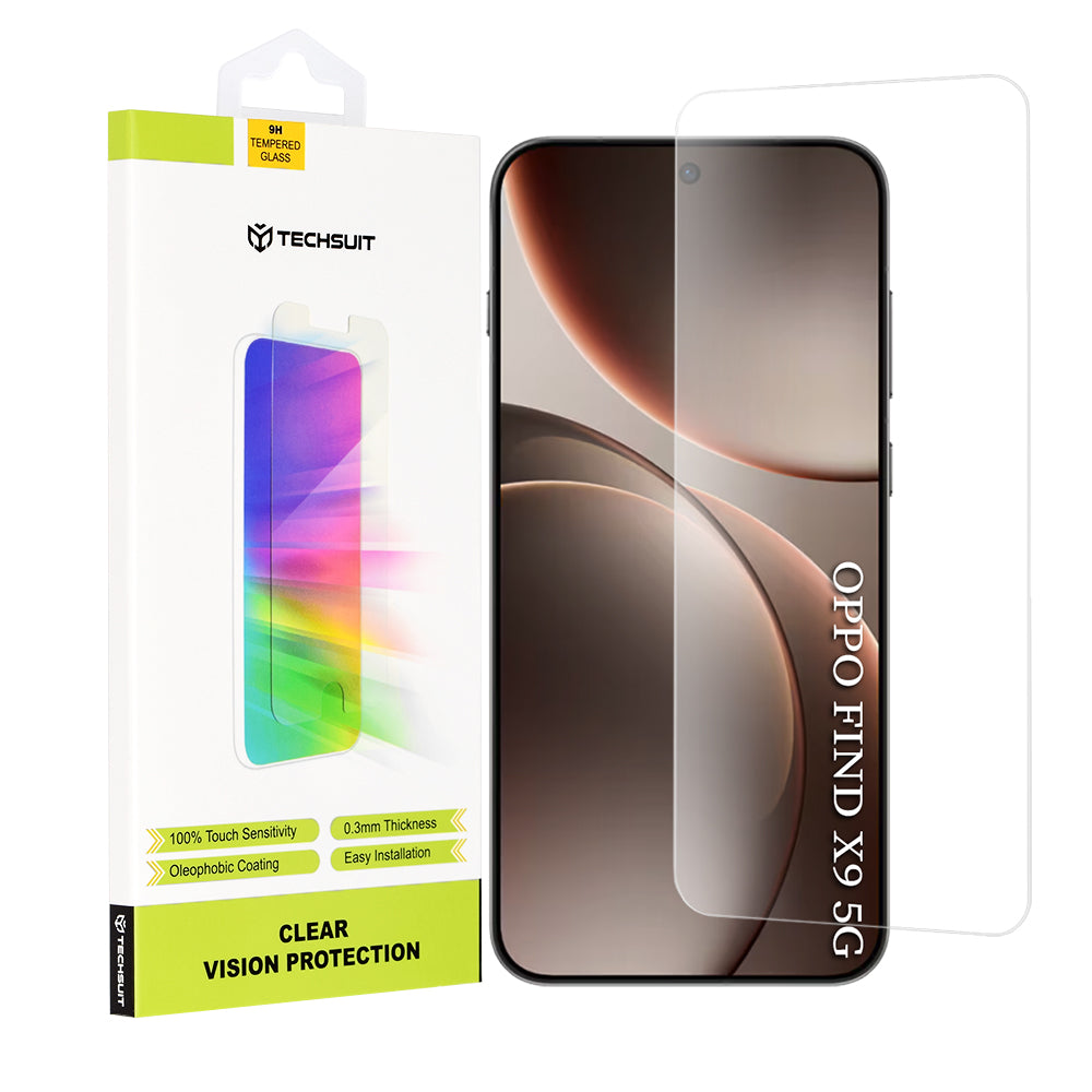 Beschermfolie Techsuit Clear Vision voor Oppo Find X9, Gehard Glas, Volledige Lijm