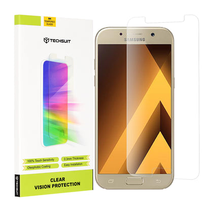 Techsuit Clear Vision Displayschutzfolie für Samsung Galaxy A5 (2017) A520, gehärtetes Glas, Vollkleber