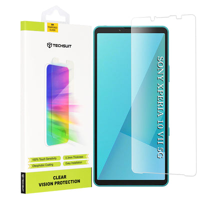 Film de protection d'écran Techsuit Clear Vision pour Sony Xperia 10 VII, Verre trempé, Collage intégral