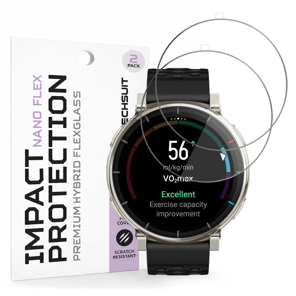 Schutzfolie Techsuit Nano Flex für Amazfit Active 3 Premium, Kunststoff, Set 2 Stück, Schwarz