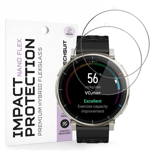 Film de protection Écran Techsuit Nano Flex pour Amazfit Active 3 Premium, Plastique, Lot de 2 pièces, Noir