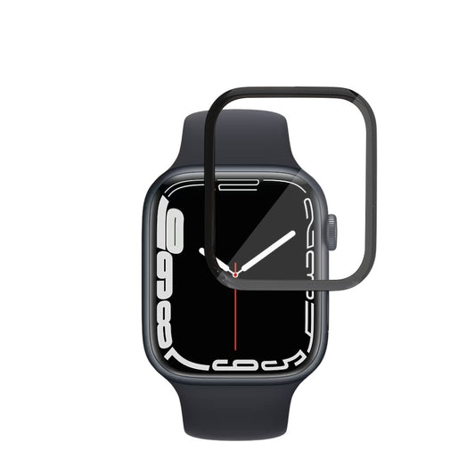 Film de protection d'écran Techsuit Nano Flex pour Apple Watch Series 9 / 8 / 7 45mm, Plastique, Set de 2 pièces, Noir