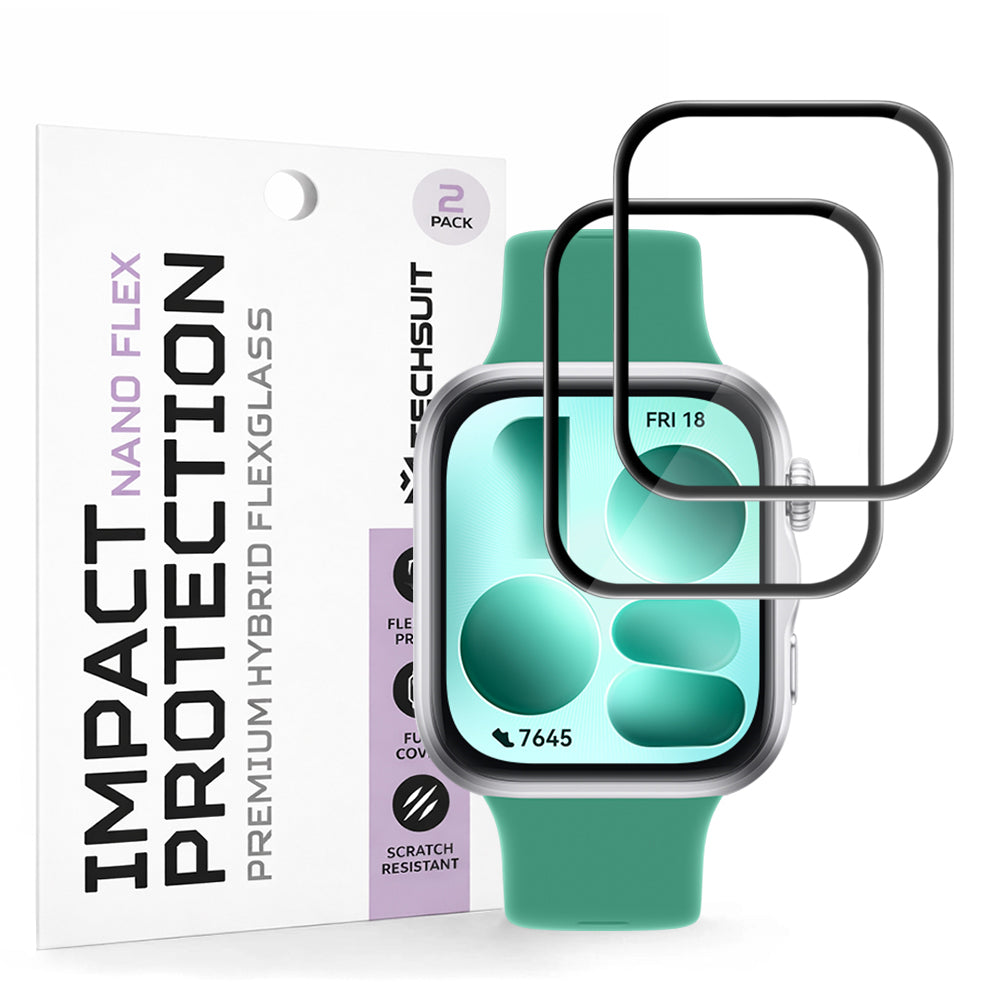 Film de protection d'écran Techsuit Nano Flex pour Huawei Watch Fit 5, plastique, lot de 2 pièces, noir