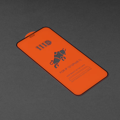 Techsuit Displayschutzfolie für Apple iPhone 12 / 12 Pro, gehärtetes Glas, Full Glue, 111D, Schwarz