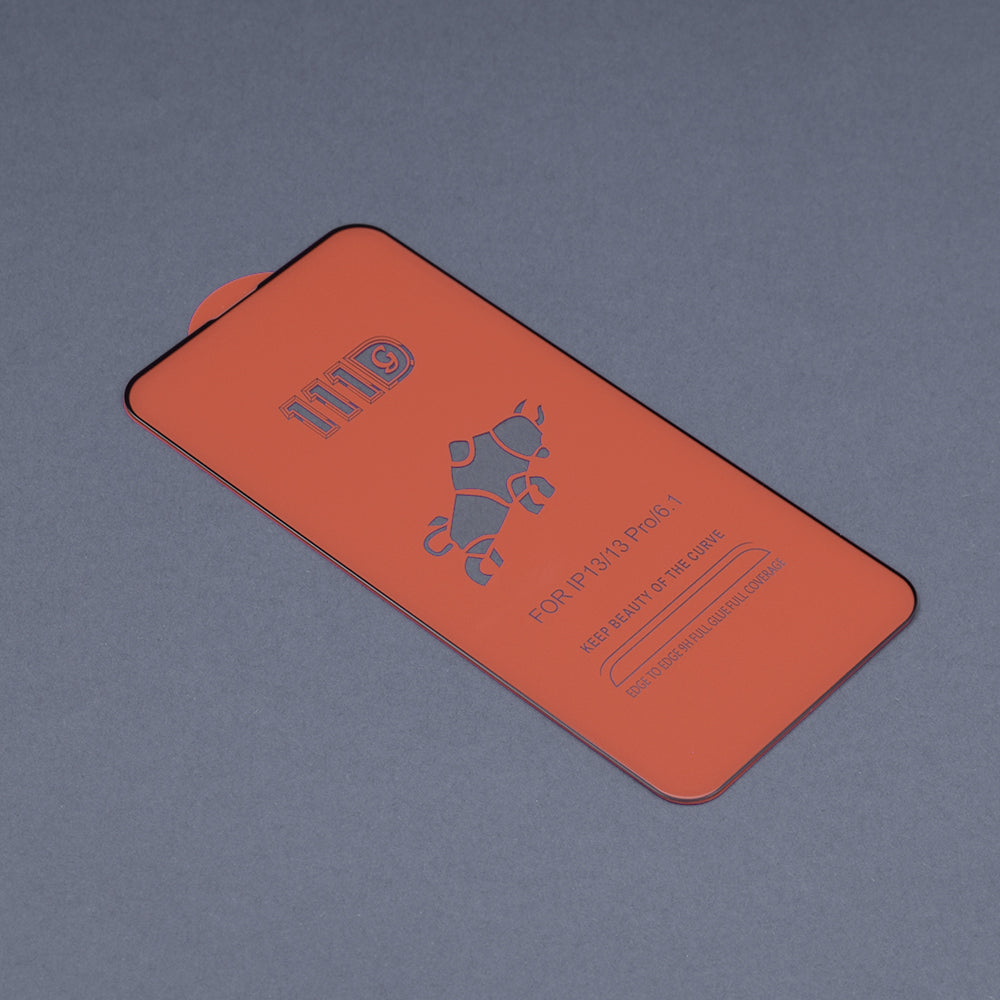 Techsuit Displayschutzfolie für Apple iPhone 13 mini, gehärtetes Glas, Full Glue, 111D, Schwarz