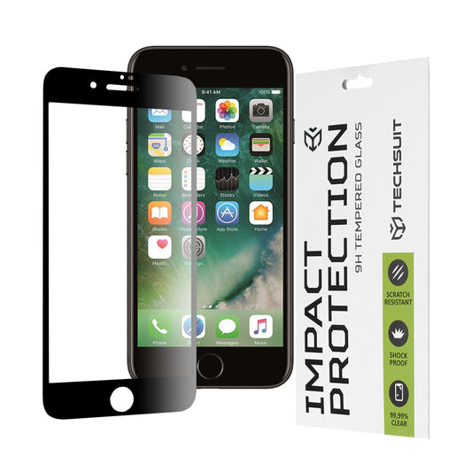 Techsuit schermbeschermfolie voor Apple iPhone 8 Plus / 7 Plus, gehard glas, full glue, 111D, zwart