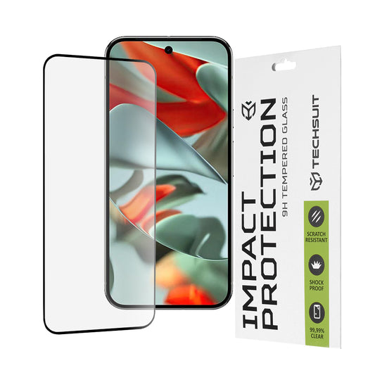 Techsuit schermbeschermfolie voor Google Pixel 9 Pro XL, gehard glas, full glue, 111D, zwart