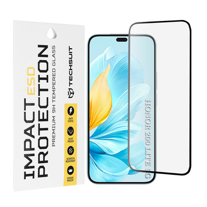 Techsuit schermbeschermfolie voor Honor 200 Lite, gehard glas, full glue, zwart