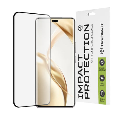 Techsuit Displayschutzfolie für Honor 200 Pro, gehärtetes Glas, Full Glue, 111D, Schwarz