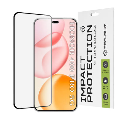 Techsuit schermbeschermfolie voor Honor 400 Pro, gehard glas, full glue, 111D, zwart