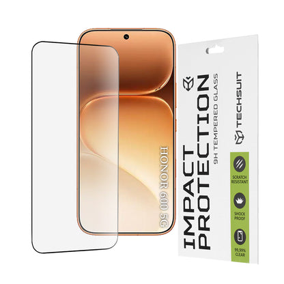 Techsuit Displayschutzfolie für Honor 600 Pro / 600, gehärtetes Glas, Full Glue, 111D, Schwarz